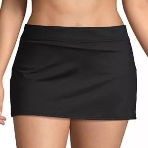Lands’ End Black Mini Swim Skirt with attached panty Size 18W chlorine resistant
